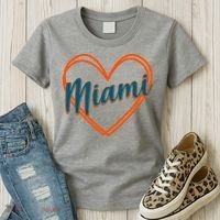 Cute Miami Sports Football Heart Women's T-Shirt thumb 3