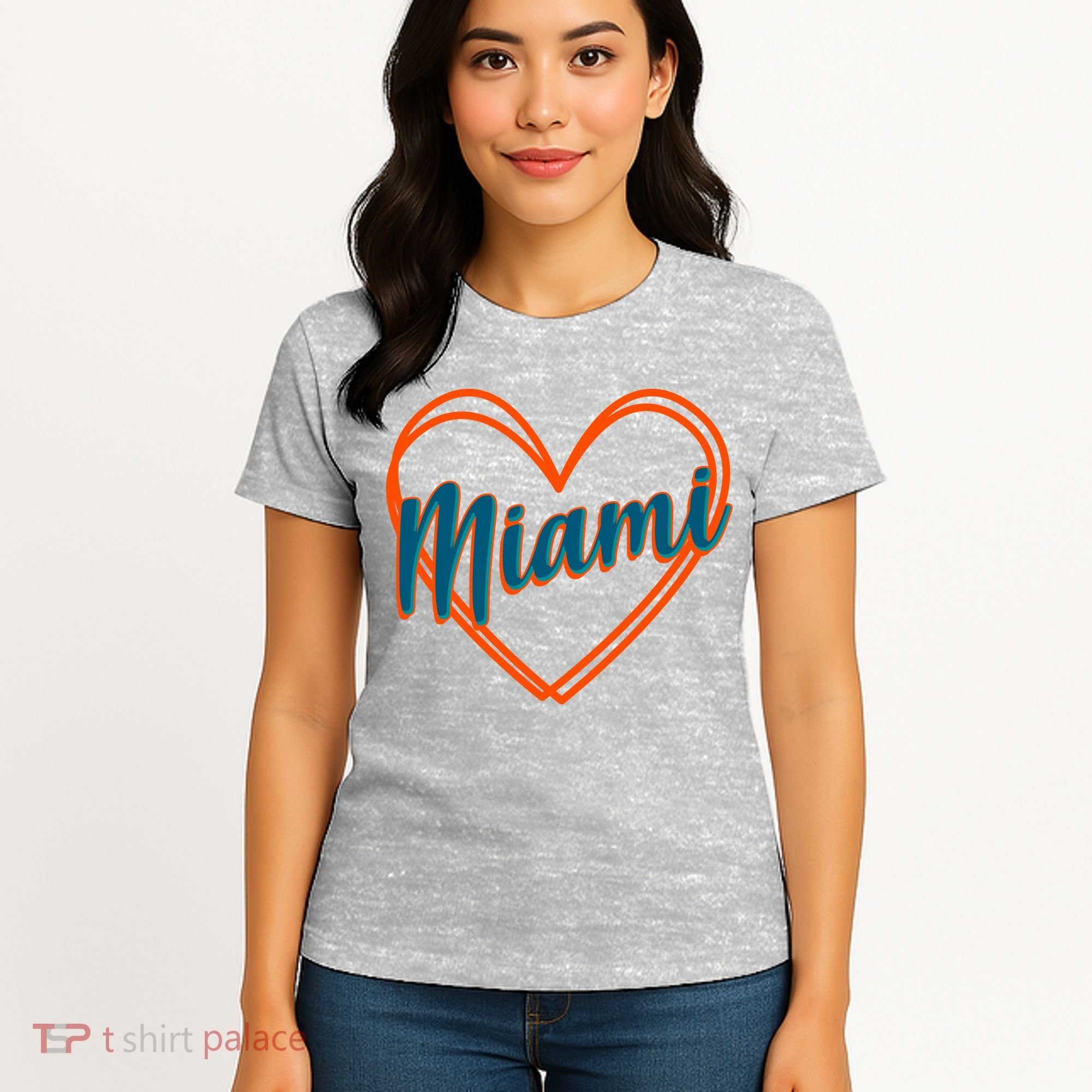 Cute Miami Sports Football Heart Women's T-Shirt