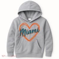 Cute Miami Sports Football Heart Kids Hoodie thumb 0