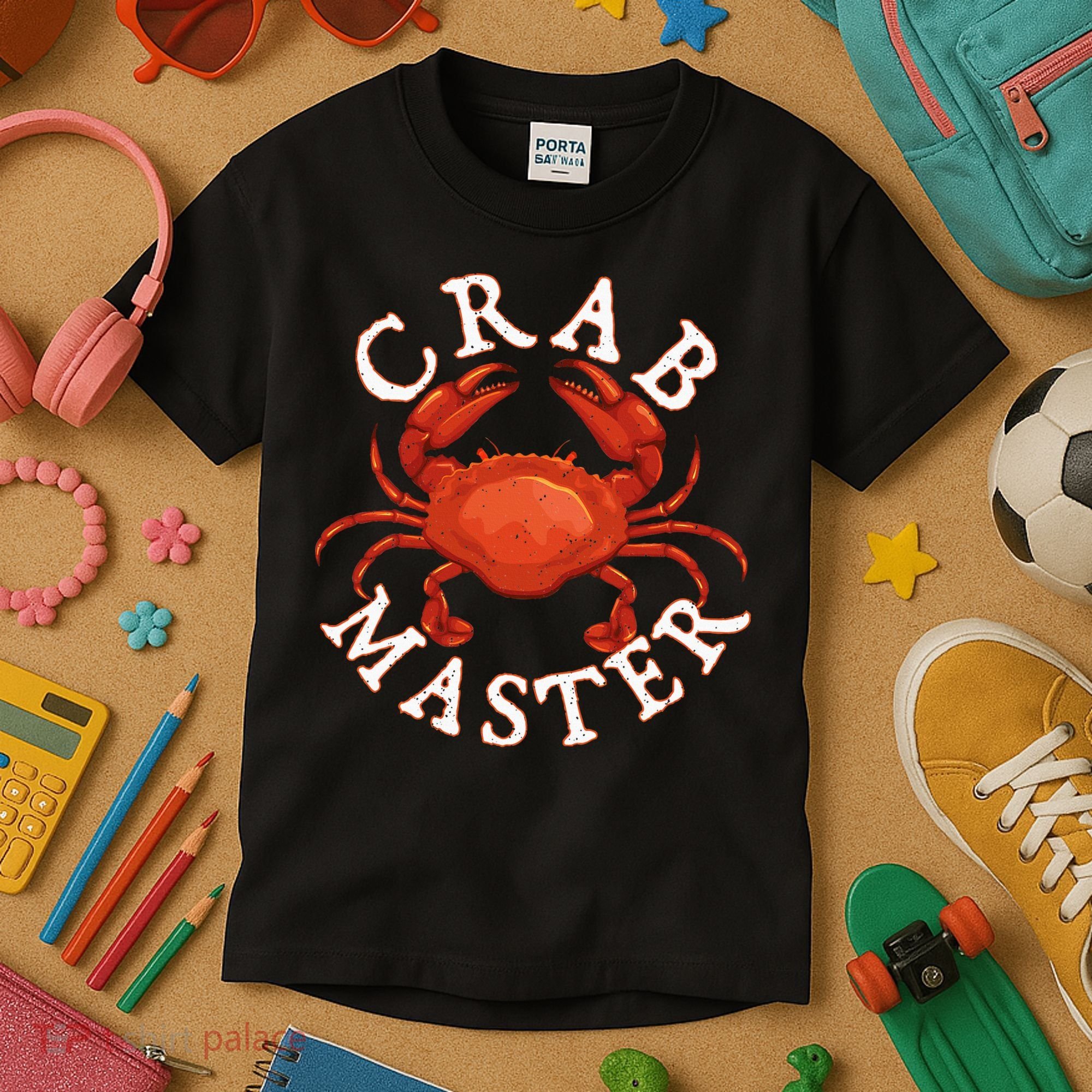 Crab Master Seafood Crustacean Sea Lover Hunting Crabbing Kids T-Shirt