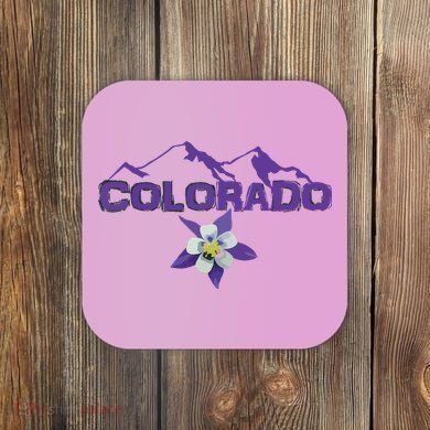 Colorado Mountain Silhouette Columbine State Flower T Coaster
