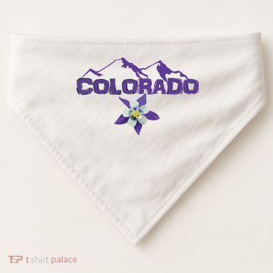 Colorado Mountain Silhouette Columbine State Flower T USA-Made Doggie Bandana