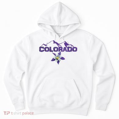 Colorado Mountain Silhouette Columbine State Flower T Hoodie
