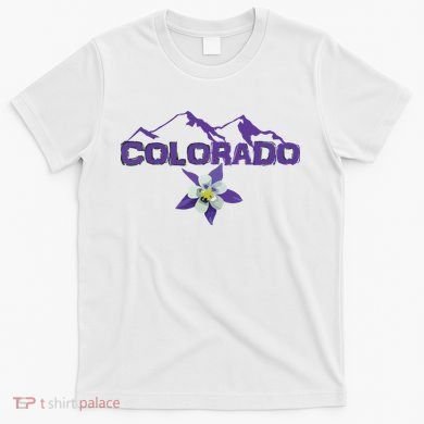 Colorado Mountain Silhouette Columbine State Flower T T-Shirt