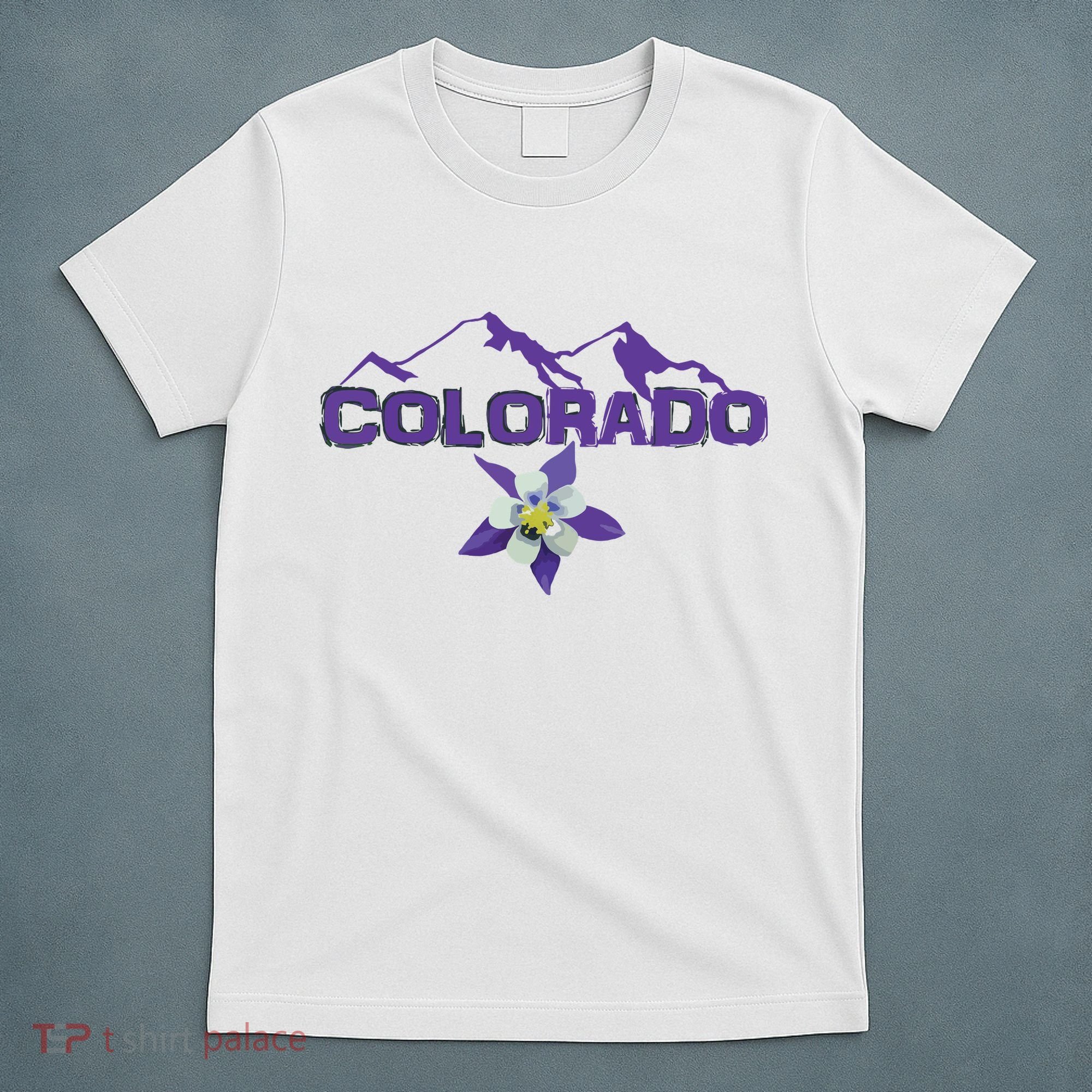 Colorado Mountain Silhouette Columbine State Flower T T-Shirt