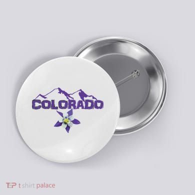 Colorado Mountain Silhouette Columbine State Flower T Button