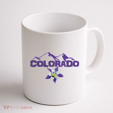 Colorado Mountain Silhouette Columbine State Flower T Coffee Mug back