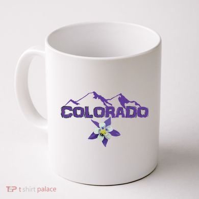 Colorado Mountain Silhouette Columbine State Flower T Coffee Mug