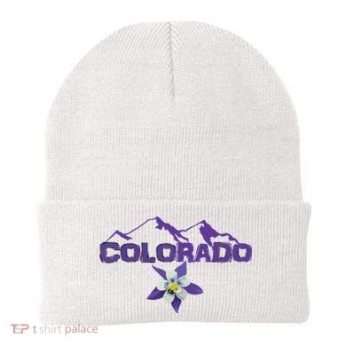 Colorado Mountain Silhouette Columbine State Flower T Beanie