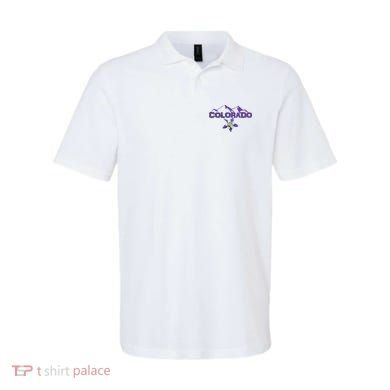 Colorado Mountain Silhouette Columbine State Flower T Polo