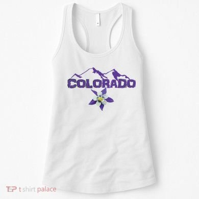 Colorado Mountain Silhouette Columbine State Flower T Women's Tank Top