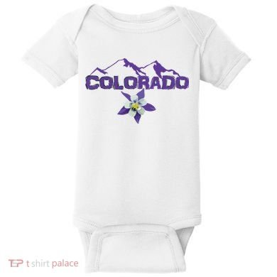 Colorado Mountain Silhouette Columbine State Flower T Baby Bodysuit