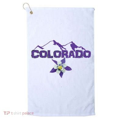 Colorado Mountain Silhouette Columbine State Flower T Golf Towel