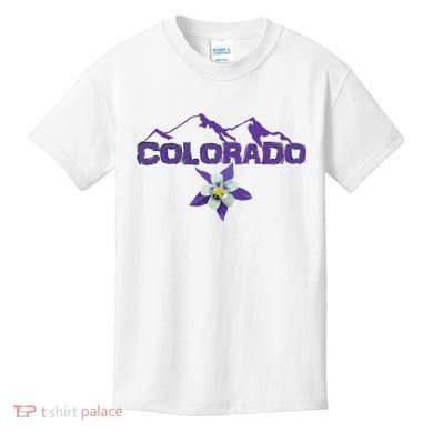 Colorado Mountain Silhouette Columbine State Flower T Kids T-Shirt