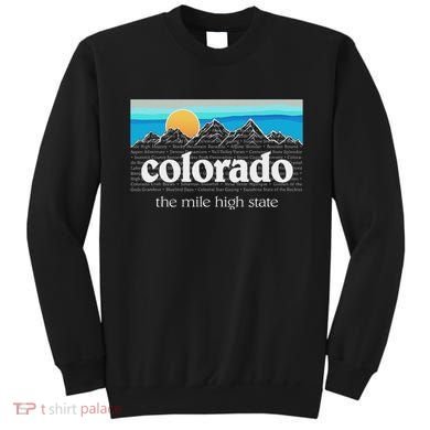 Colorado Mountains Sunset Graphic Design Colorado Sweatshirt