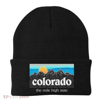 Colorado Mountains Sunset Graphic Design Colorado Beanie