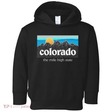 Colorado Mountains Sunset Graphic Design Colorado Toddler Hoodie