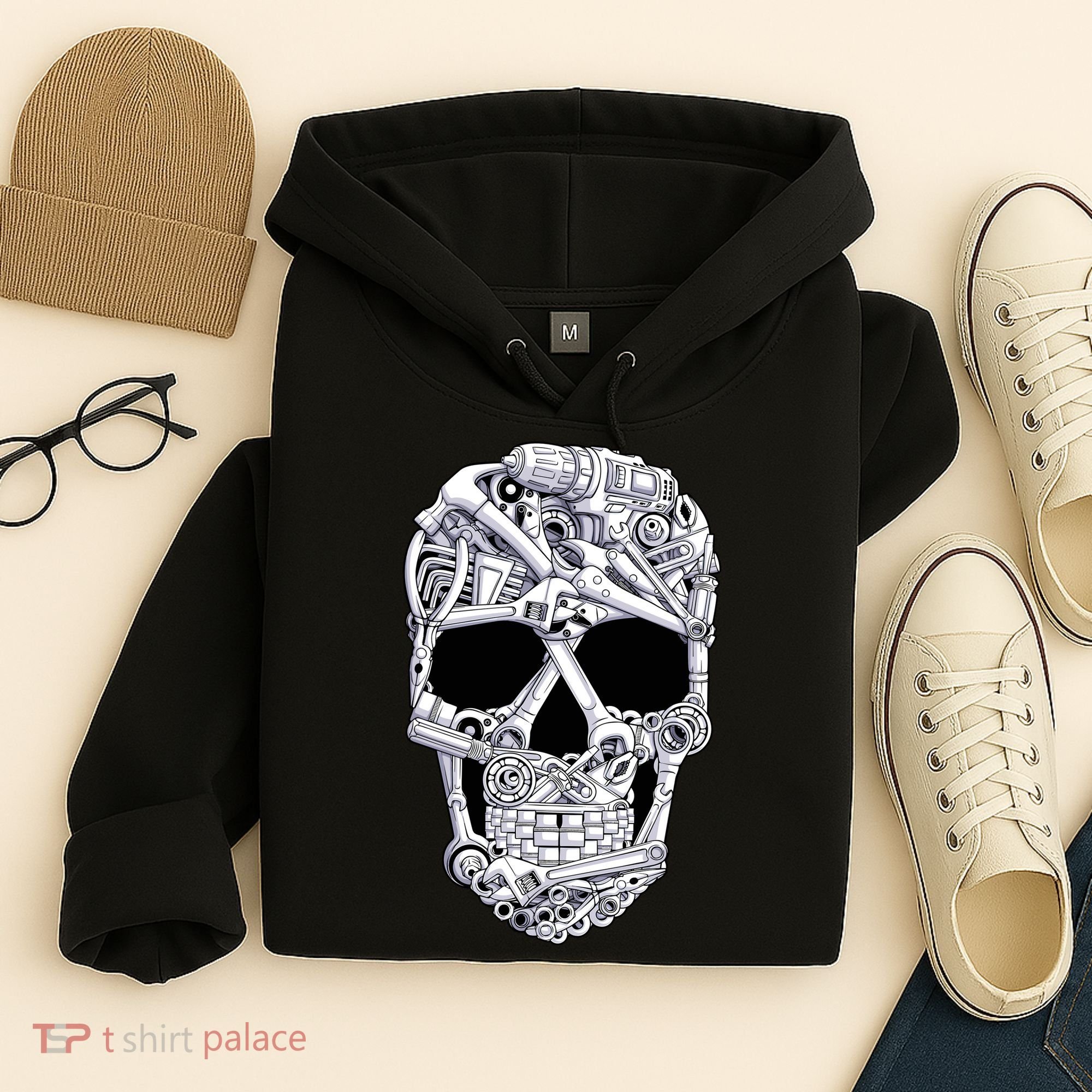 Car Mechanic Tools Skull Garage Halloween Costume Skeleton Hoodie