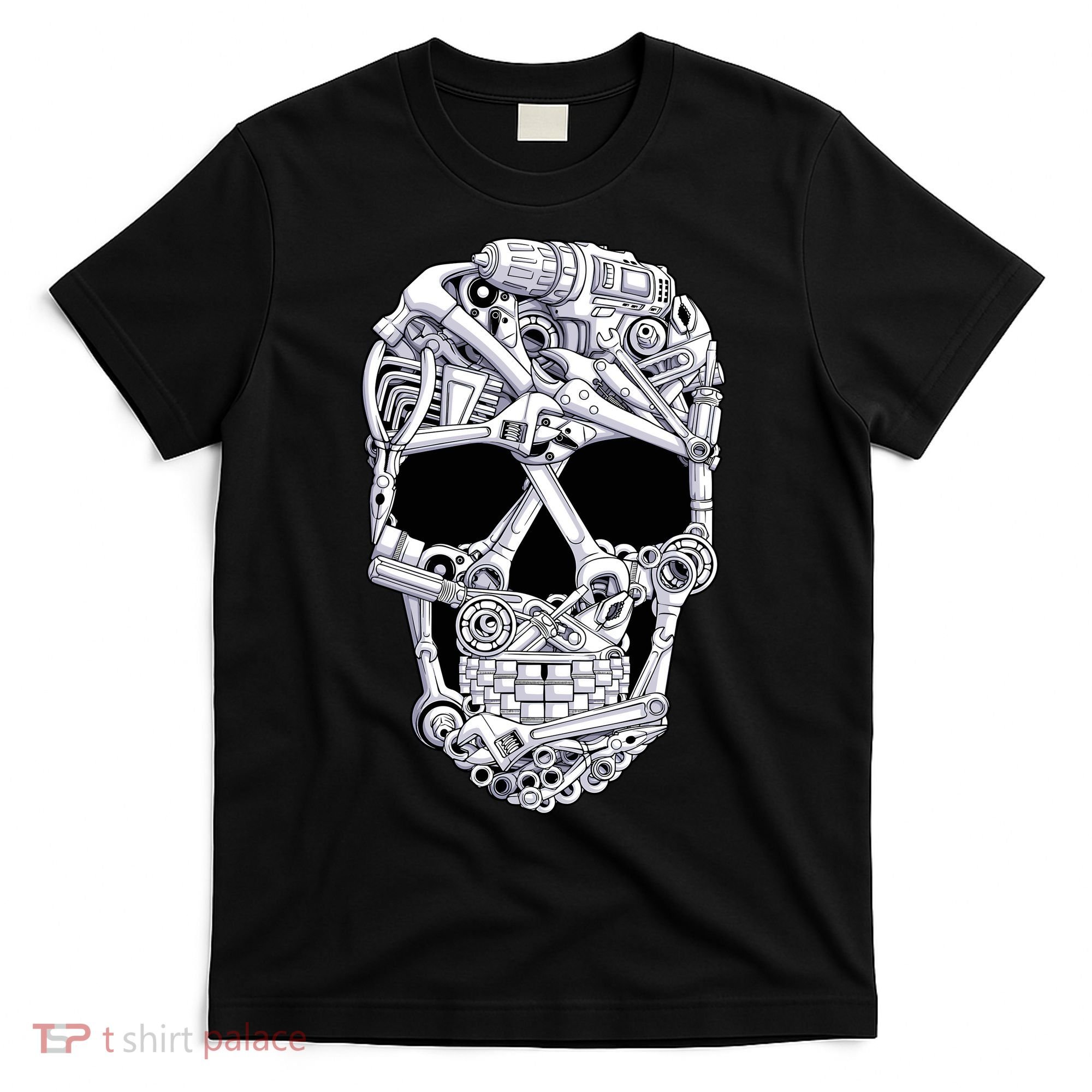 Car Mechanic Tools Skull Garage Halloween Costume Skeleton T-Shirt