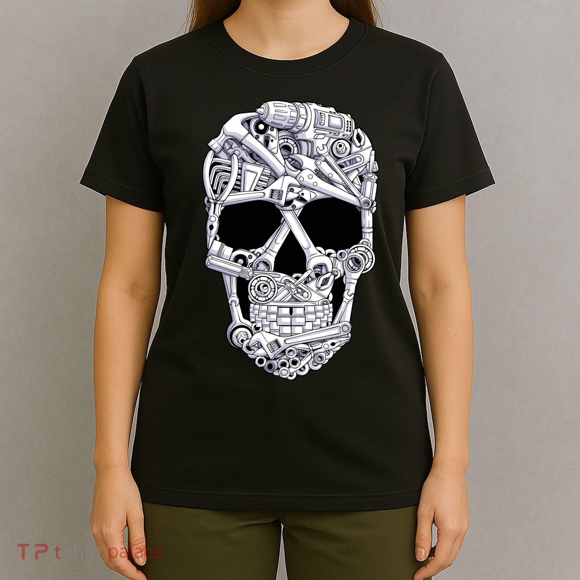 Car Mechanic Tools Skull Garage Halloween Costume Skeleton T-Shirt