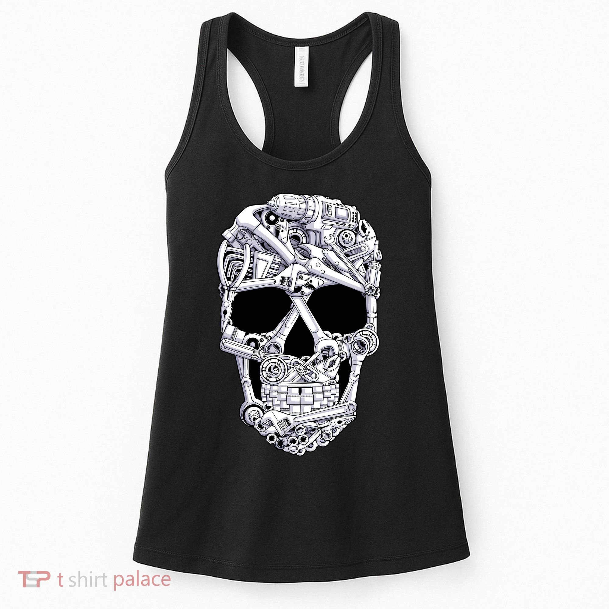 Car Mechanic Tools Skull Garage Halloween Costume Skeleton Women's Tank Top