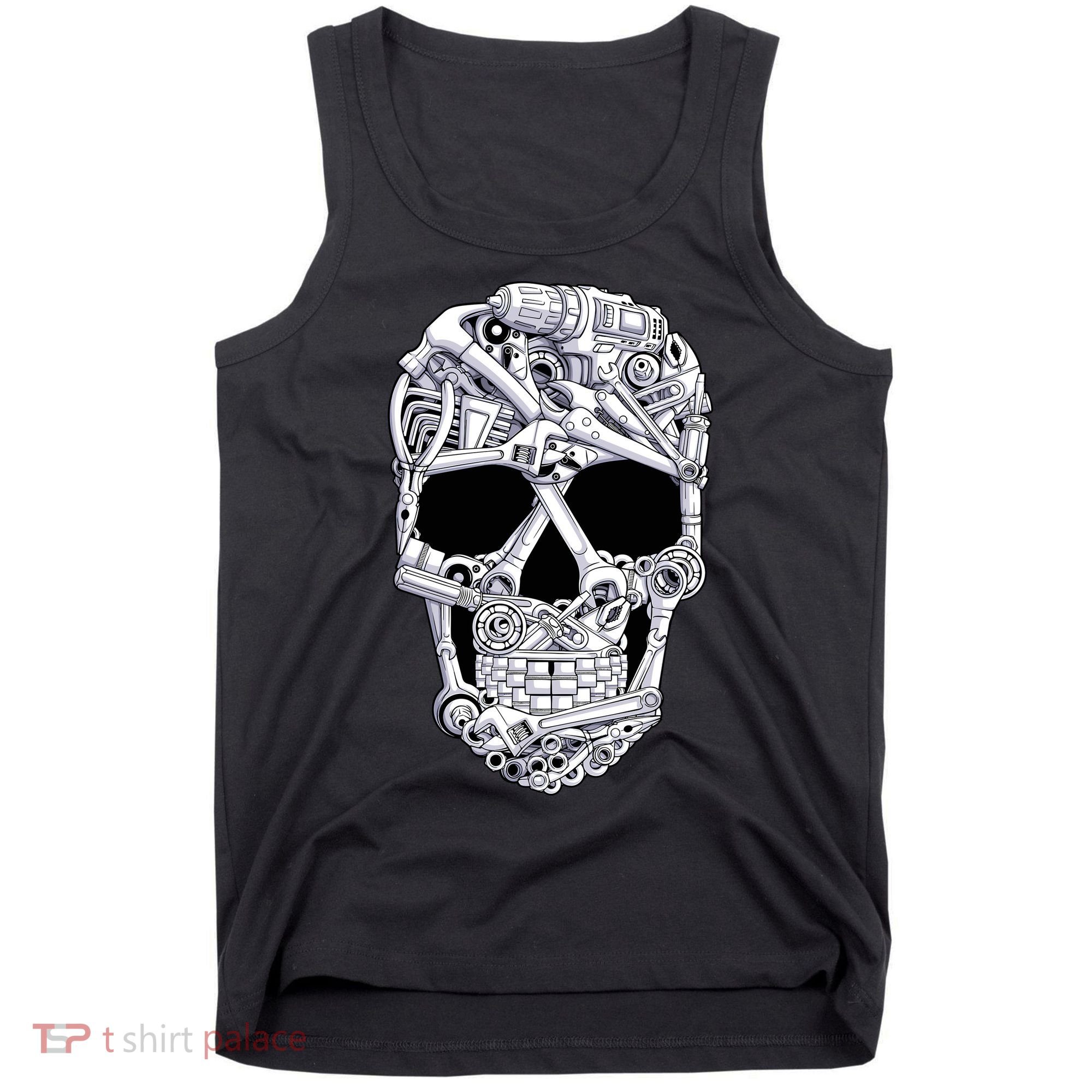 Car Mechanic Tools Skull Garage Halloween Costume Skeleton Tank Top