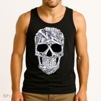 Car Mechanic Tools Skull Garage Halloween Costume Skeleton Tank Top thumb 3