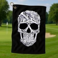 Car Mechanic Tools Skull Garage Halloween Costume Skeleton Golf Towel thumb 1