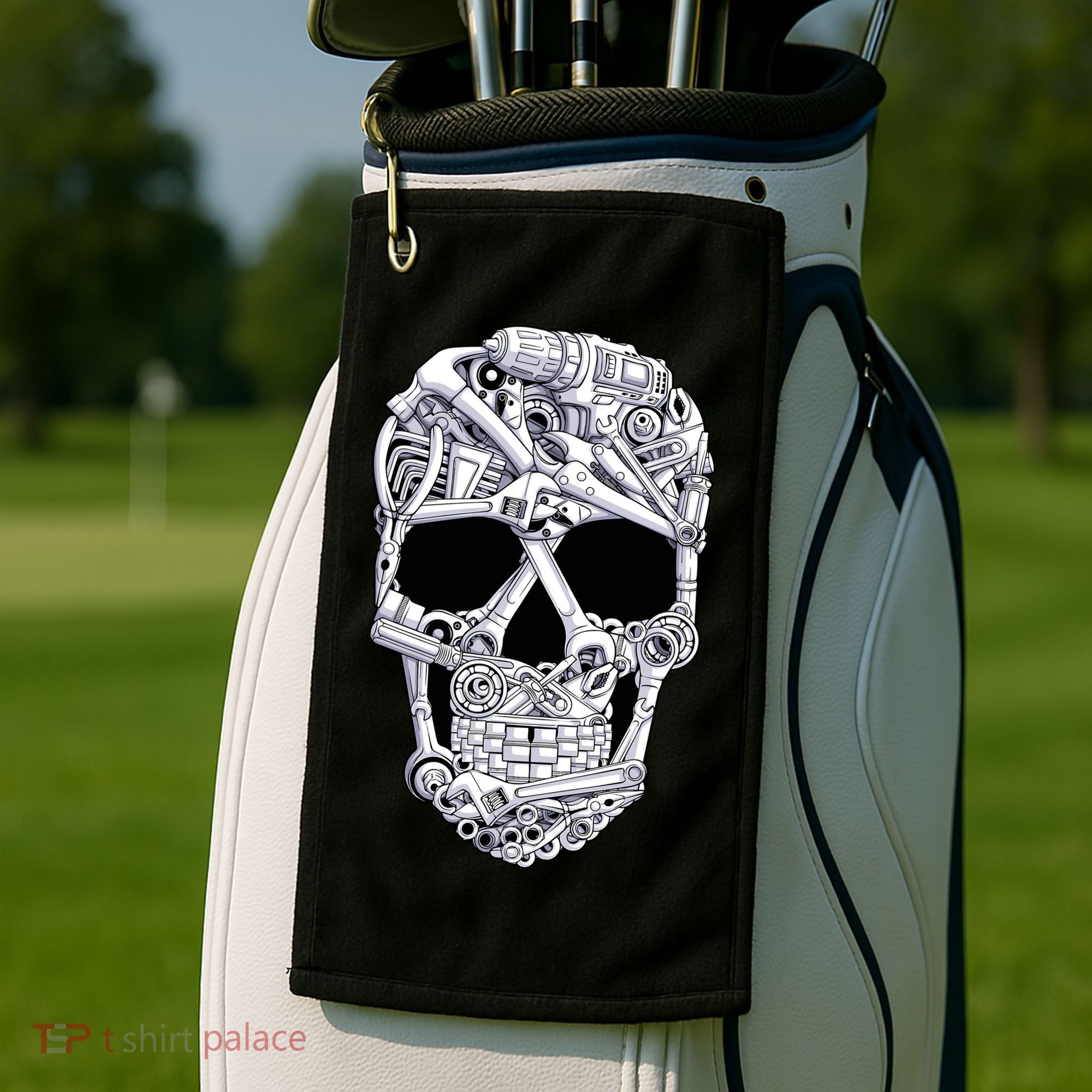 Car Mechanic Tools Skull Garage Halloween Costume Skeleton Golf Towel