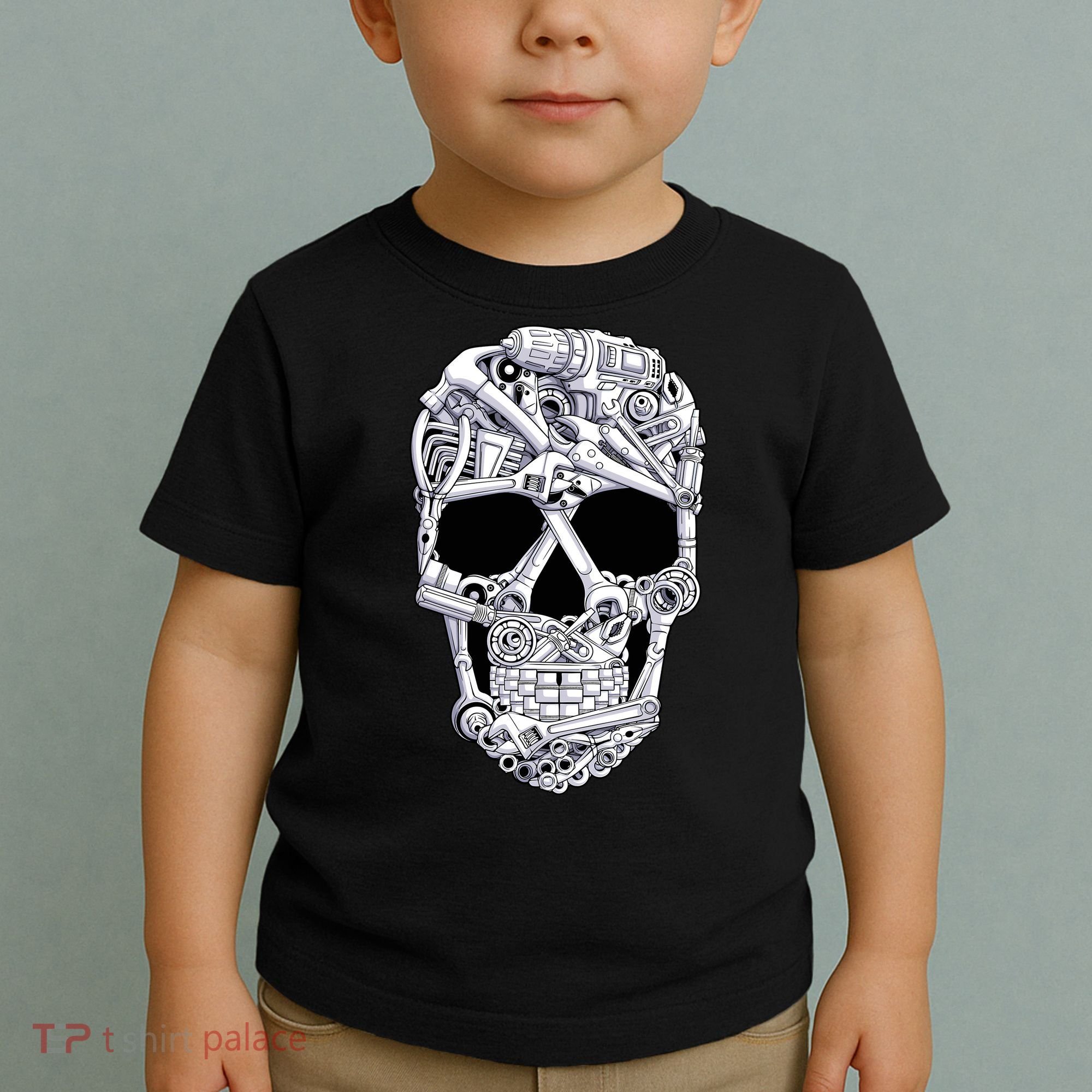 Car Mechanic Tools Skull Garage Halloween Costume Skeleton Toddler T-Shirt