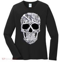 Car Mechanic Tools Skull Garage Halloween Costume Skeleton Women's Long Sleeve Shirt thumb 0