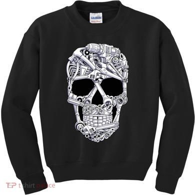 Car Mechanic Tools Skull Garage Halloween Costume Skeleton Kids Sweatshirt