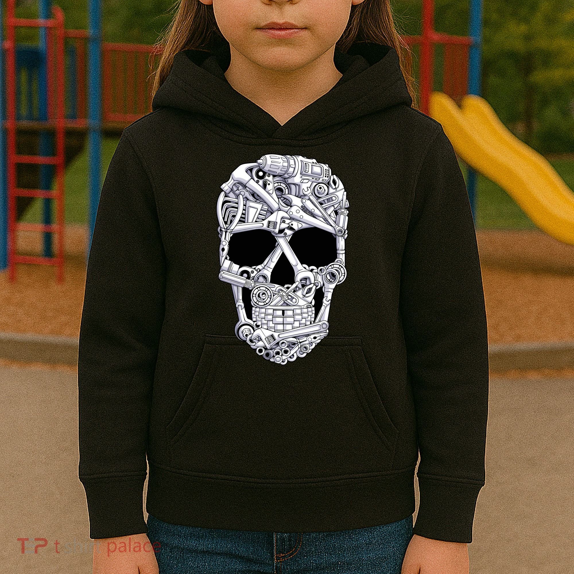 Car Mechanic Tools Skull Garage Halloween Costume Skeleton Kids Hoodie