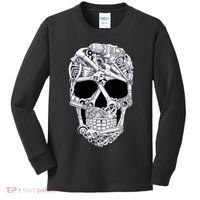Car Mechanic Tools Skull Garage Halloween Costume Skeleton Kids Long Sleeve Shirt thumb 0