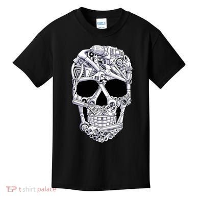 Car Mechanic Tools Skull Garage Halloween Costume Skeleton Kids T-Shirt