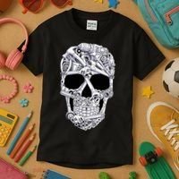 Car Mechanic Tools Skull Garage Halloween Costume Skeleton Kids T-Shirt thumb 3