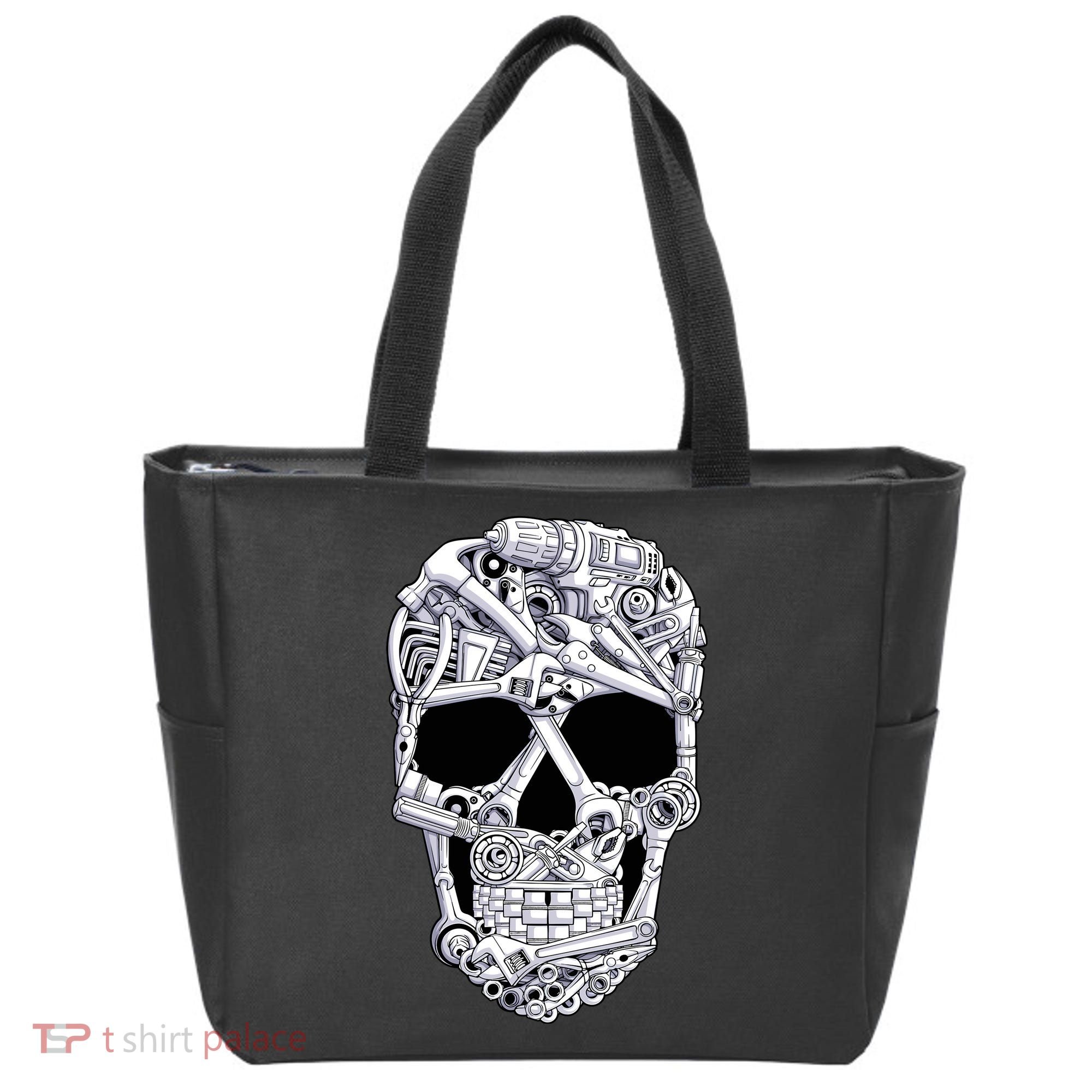 Car Mechanic Tools Skull Garage Halloween Costume Skeleton Tote Bag