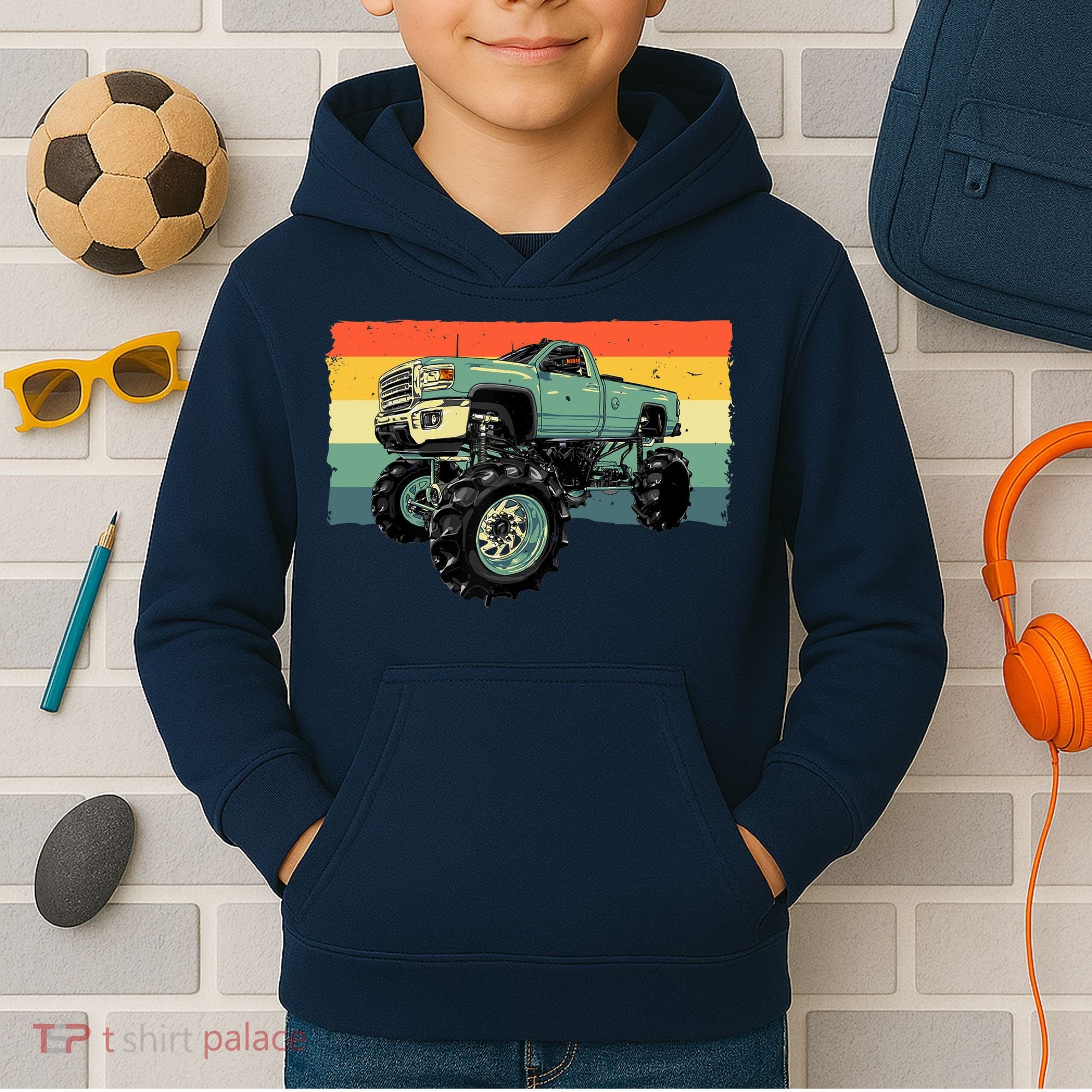 Cool Monster Truck Big Monster Trucks Kids Hoodie