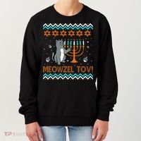 Cute Meowzel Tov Black Cat Funny Hanukkah Chanukah Women's Sweatshirt thumb 0
