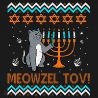 Cute Meowzel Tov Black Cat Funny Hanukkah Chanukah Women's Hoodie thumb 2