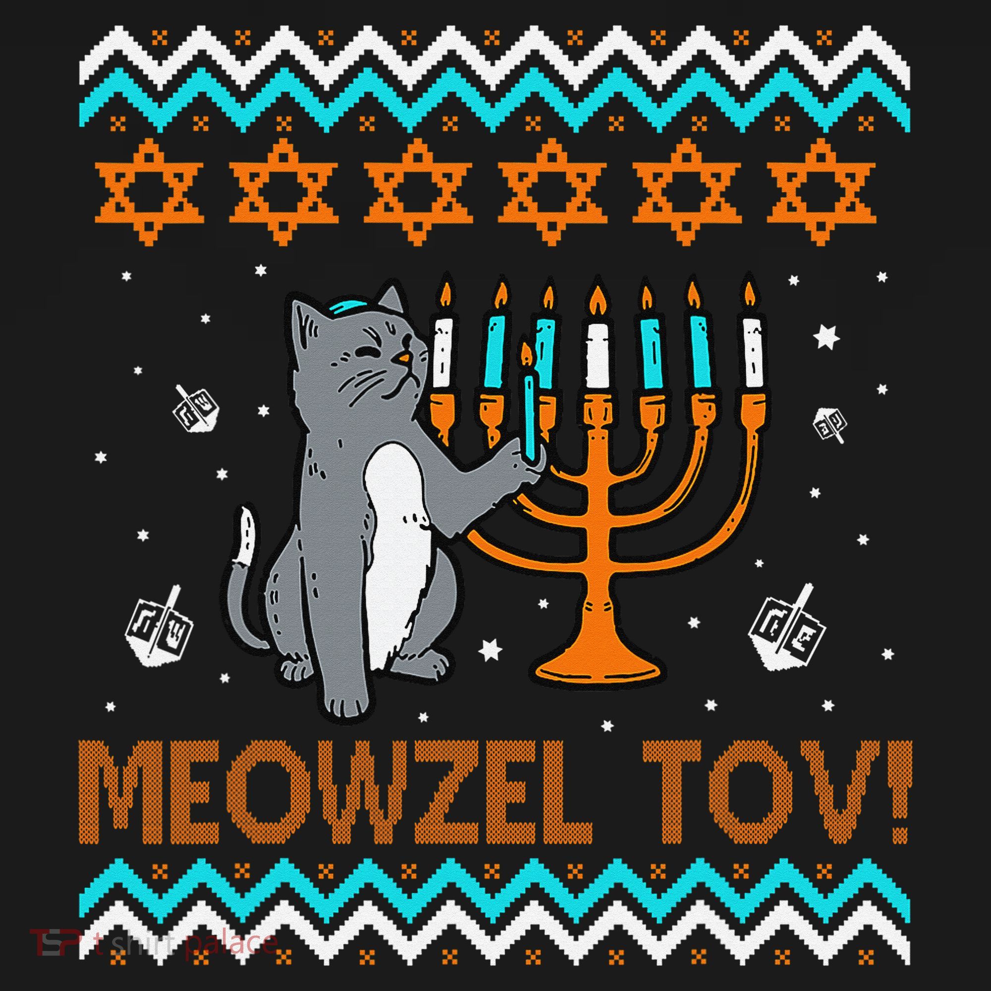 Cute Meowzel Tov Black Cat Funny Hanukkah Chanukah Women's Hoodie