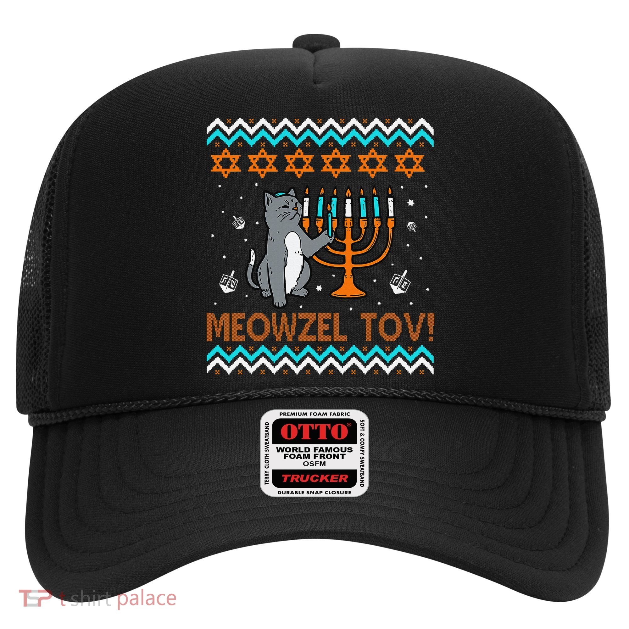 Cute Meowzel Tov Black Cat Funny Hanukkah Chanukah Hat