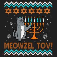 Cute Meowzel Tov Black Cat Funny Hanukkah Chanukah Hat thumb 2