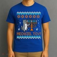 Cute Meowzel Tov Black Cat Funny Hanukkah Chanukah T-Shirt thumb 3