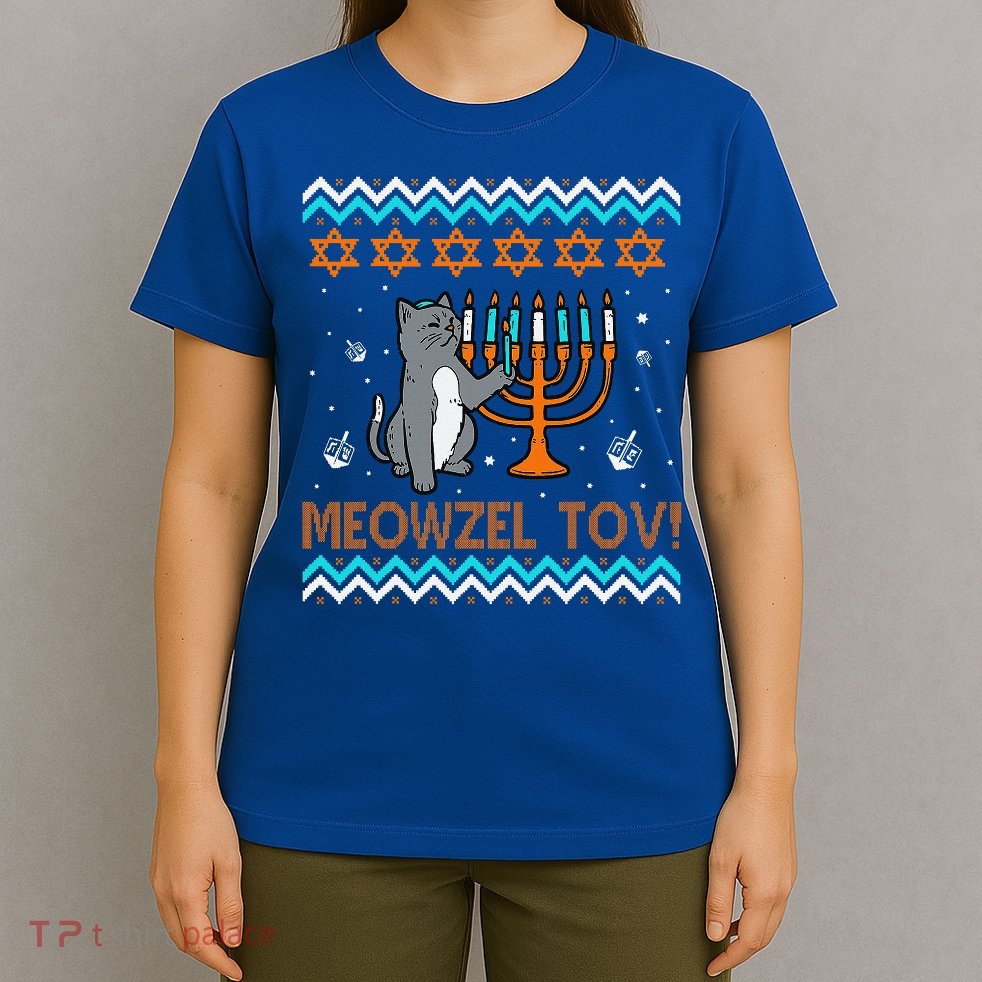 Cute Meowzel Tov Black Cat Funny Hanukkah Chanukah T-Shirt