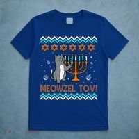Cute Meowzel Tov Black Cat Funny Hanukkah Chanukah T-Shirt thumb 5