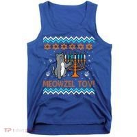 Cute Meowzel Tov Black Cat Funny Hanukkah Chanukah Tank Top thumb 0
