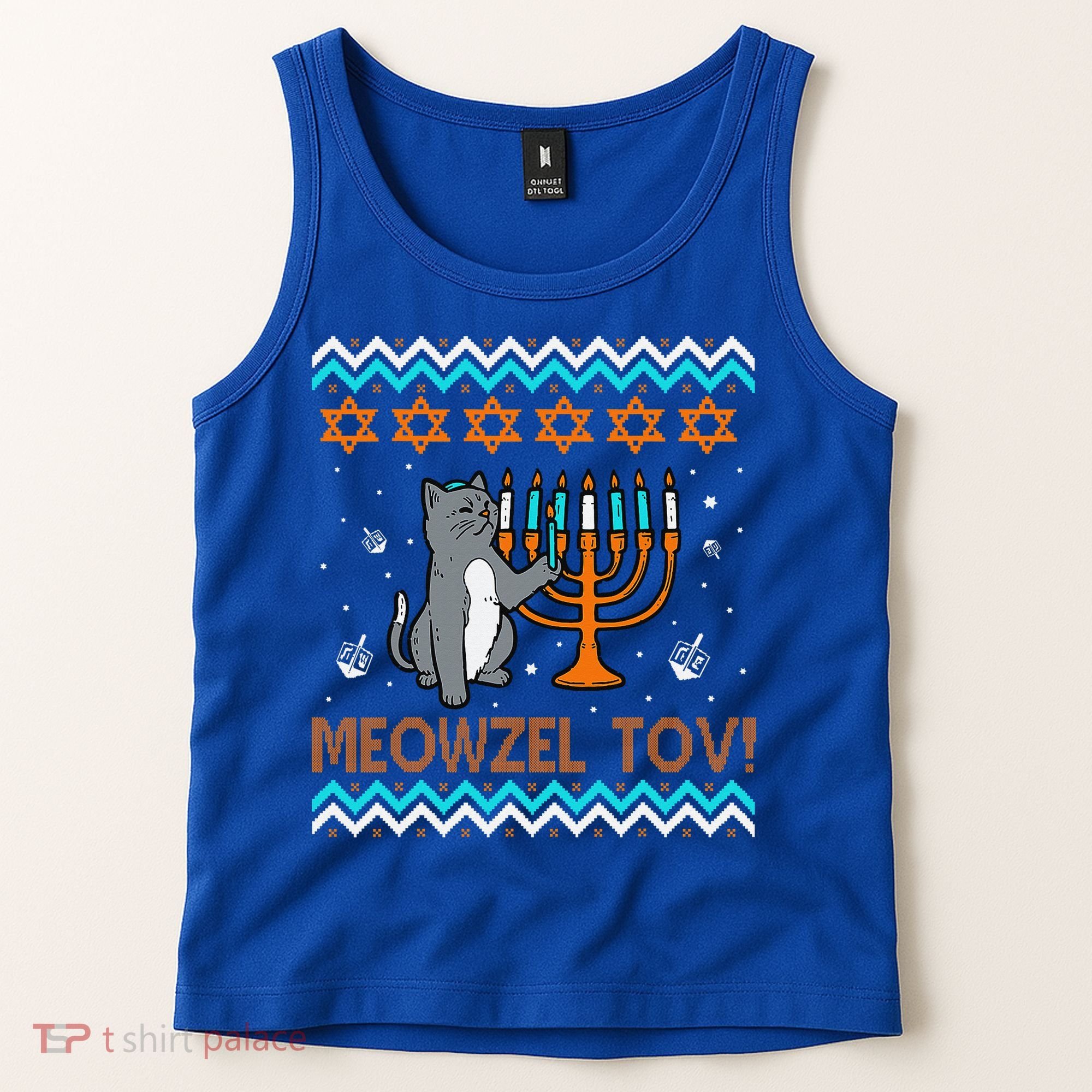 Cute Meowzel Tov Black Cat Funny Hanukkah Chanukah Tank Top