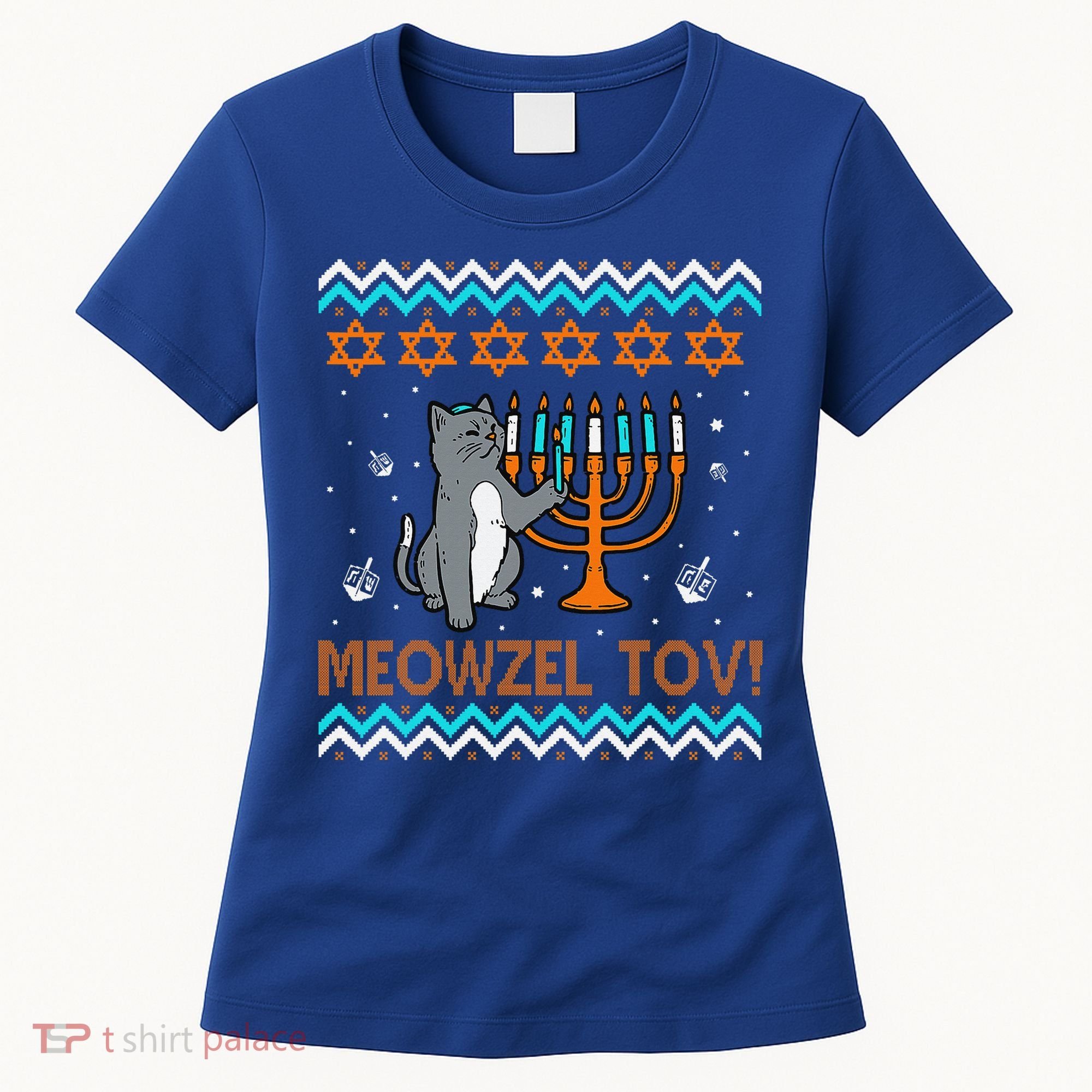 Cute Meowzel Tov Black Cat Funny Hanukkah Chanukah Women's T-Shirt