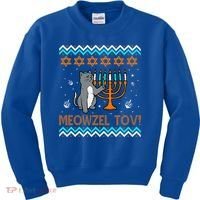 Cute Meowzel Tov Black Cat Funny Hanukkah Chanukah Kids Sweatshirt thumb 0